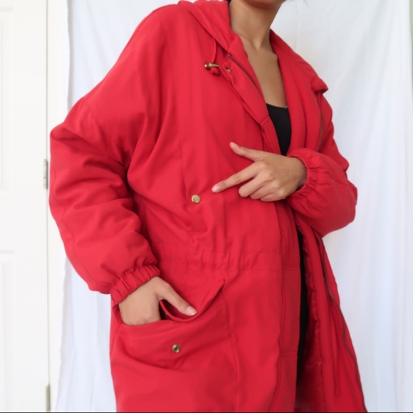 Red outerwear Layer Jacket coat hoodie Size 8 - Picture 3 of 6